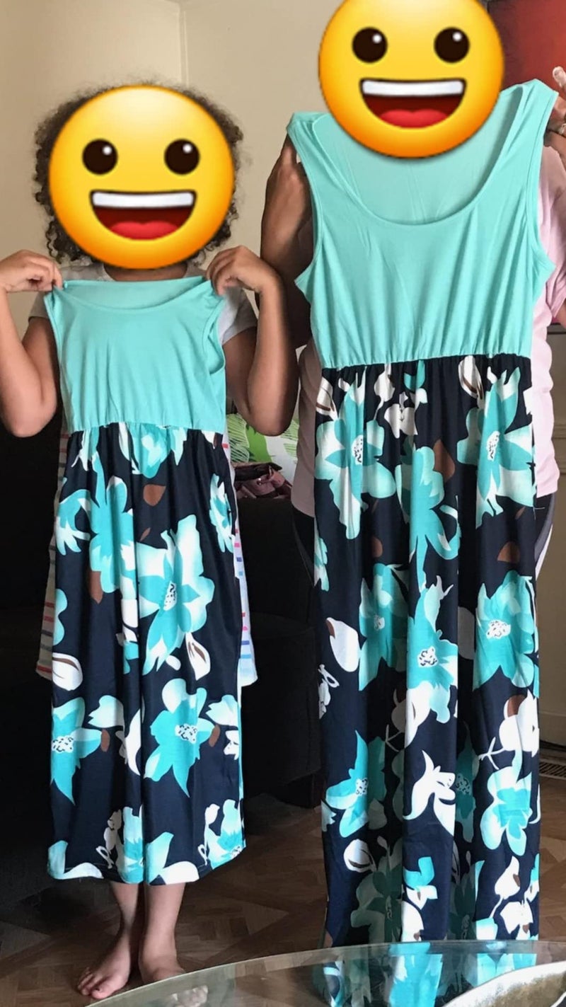 Qin.Orianna Mommy and Me Boho Floral Family Matching Maxi Dress with Pocket for Motherâ€™s Day Green - Image 5